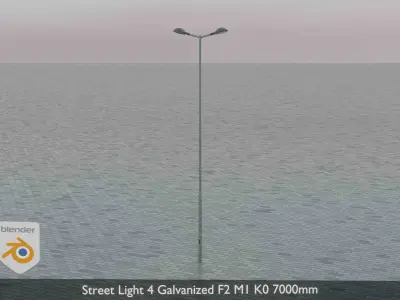 Street Light 4 Galvanized F2 M1 K0 7000mm  Low-poly 3D model