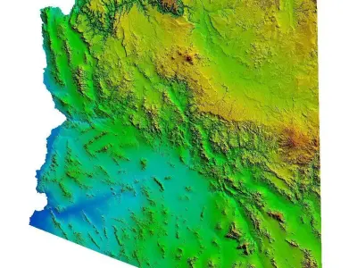 Arizona State 3D Topographic  Terrain Map Model 3D model