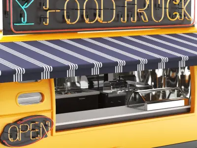  Detailed Airstream Hotdog Truck Yellow 