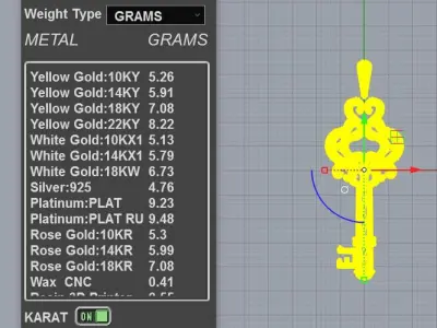 Exquisite Vintage Key Charm Diamond Pendant 3D print model