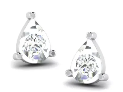 Gold Diamond Women Earring 3D print Model 3D print model 61