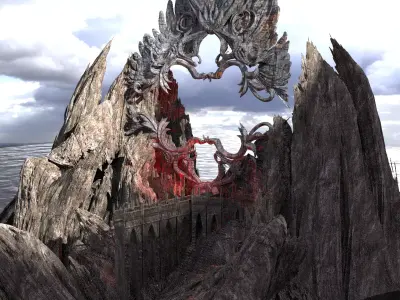 Dantes curved Fallen angel walkway arch 3D model