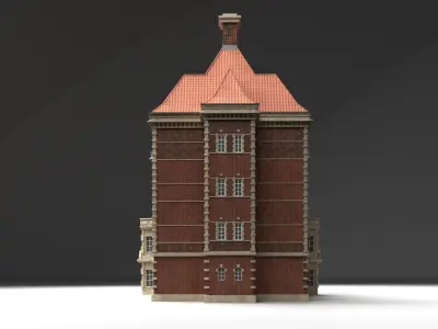 Modular Historicism tenement house  public utility building Low-poly 3D model