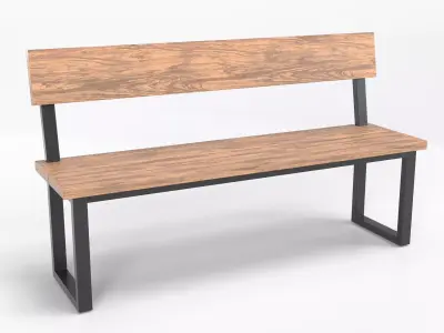 Street Bench 02 Low-poly 3D model