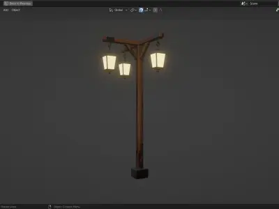 Basic Lamp Post - 3 Sided -  3D model