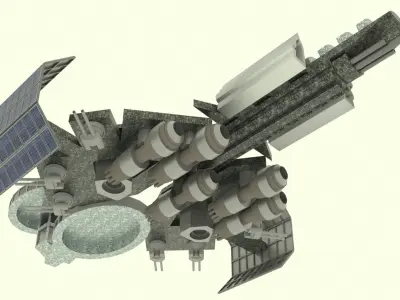 Mig Spaceship Station  Low-poly 3D model