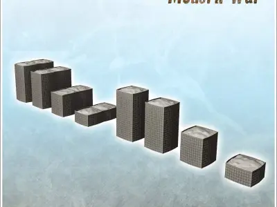 Set of gabion barriers hesco bastions modern mil 9 3D print model