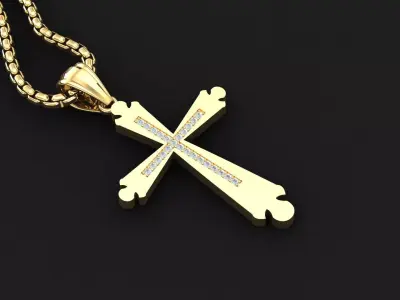 High Cross Pendant Light Gold 18K 3CP031 3D print model