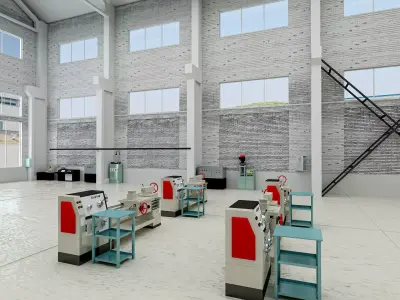 Warehouse Factory Low-poly 3D model