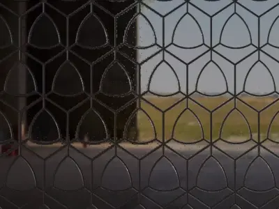 Modern Glossy Black Petal Geometric Hexagon Tiles PBR Seamless Texture