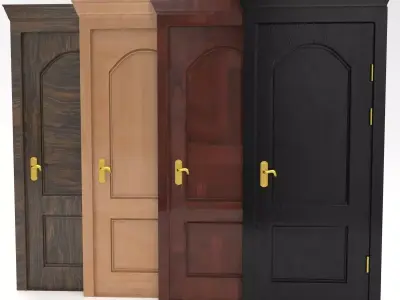 exterior wooden door set 3D model