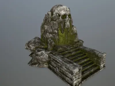 skull cave Low-poly 3D model