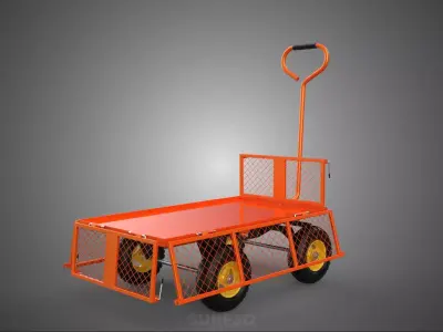 FOLDABLE METAL GRID SIDE PANEL TROLLEY CART WAGON DOLLY UTILITY 3D model