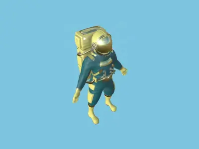 Astronaut Outfit 08 - Green Yellow - Character Design Fashion Low-poly 3D model