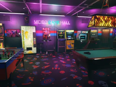 Low-Poly 80s Video Game Hall Pack Low-poly 3D model