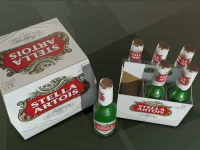 Beer Stella Low-poly 3D model