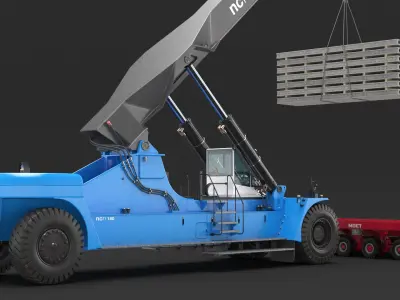  Reach Stacker NC Nielsen Loading Concrete Slabs on a Trailer 