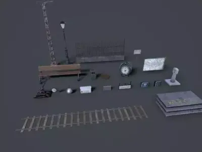 canfranc train station Low-poly 3D model