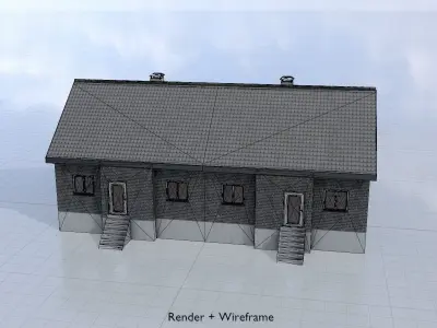 Modern multi-family house version 3 Low-poly 3D model