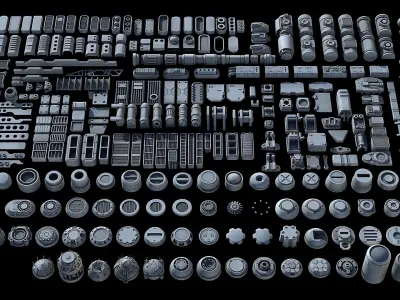 Sci-Fi KitBash and Props Pack Full set 3D model
