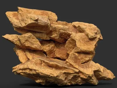 Low poly Yellow Rock Desert B 190418 Low-poly 3D model