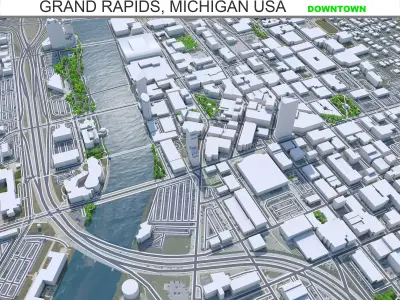 Grand Rapids Downtown Michigan USA Low-poly 3D model