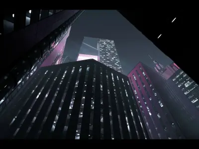 Futuristic Rooftop City Environment Low-poly 3D model