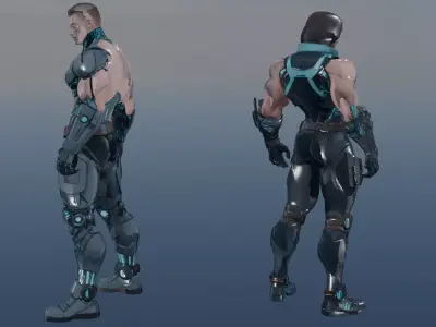 Cyber Vanguard Operatives  Male Female Sci Fi Character Pack Low-poly 3D model