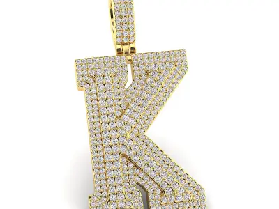 Alphabet Latter K Diamond Pendent 3D print model