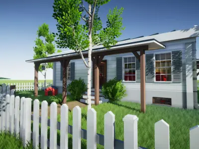 House with Furniture Low-poly 3D model