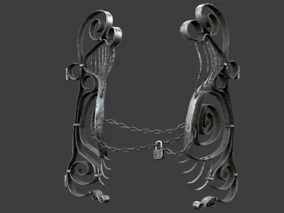 Broken Gate Low-poly 3D model