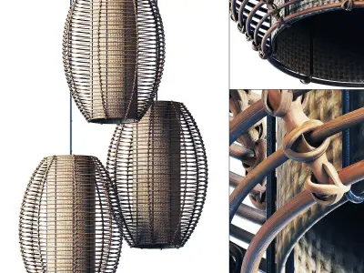 Lamp wicker branch rattan Barrel 3D model