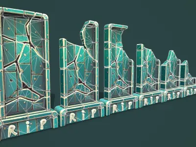 Fantasy gravestone rectangular Low-poly 3D model