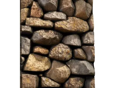 Damaged Rubble Stone Wall Section 3D print model purchase