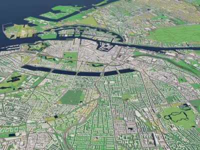 Copenhagen Denmark 25x25km 3D City Map 3D model