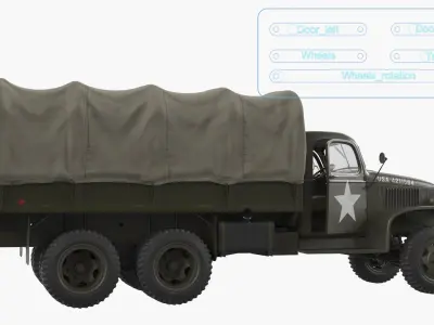 WWII GMC CCKW 6x6 Army Truck with Covered Bed Green Old Rigged 
