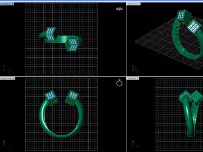 Square Top Open Ring with Stone-Ready Ends 3D print model