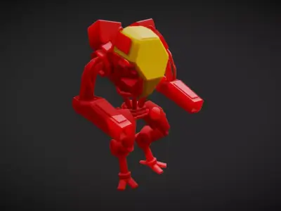 Red Mech Low-poly 3D model