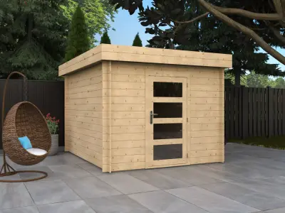 Wooden Garden Shed with Door in Exterior Garden  3D model
