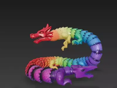 Rainbow Flexi Dragon in Motion - Display of Color 3D model