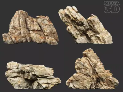 Sharp Rock Formation 221109 - Ultra HD 16K Texture Low-poly 3D model
