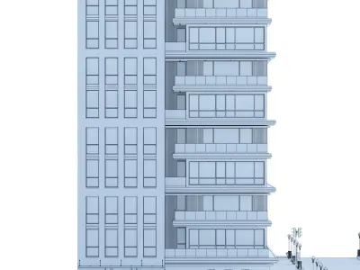 Residential building No 1 Low-poly 3D model