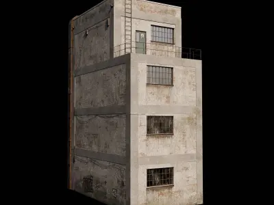 Abandoned Industrial Building Low-poly 3D model