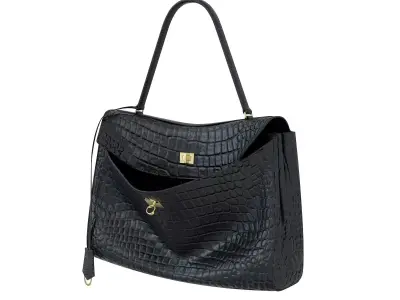 Balenciaga Rodeo Bag Crocodile Black Low-poly 3D model