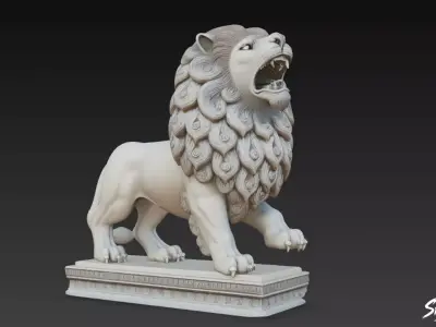 Lion Statue V37 Low-poly 3D model