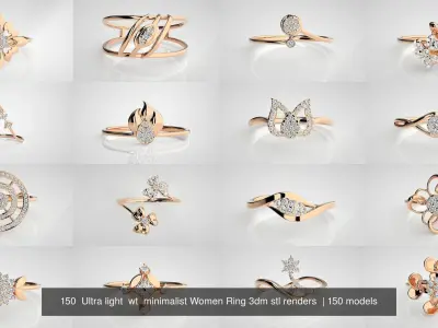 150  Ultra light  wt  minimalist Women Ring 3dm stl renders  3D Model Pack