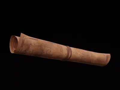 Old Rolled Treasure Map Low-poly 3D model
