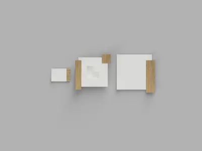 Dishes Set light fixture with three pieces of wood in air Low-poly 3D model