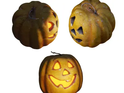 Halloween pumpkin complete SET with light and 55 ready renders Low-poly 3D model