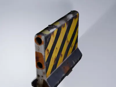 Low Poly Concrete Road Barrier -Street Barricade 3D model